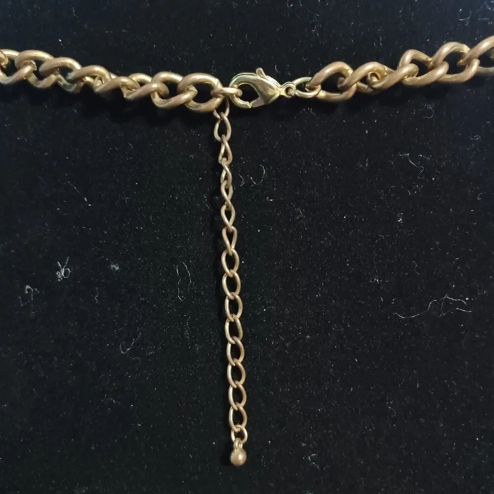 Multi-stranded Gold-Toned & Rhinestone Statement Necklace, 20" - Picture 2 of 2